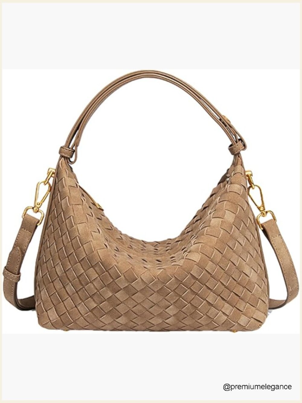 Faux Suede Woven Tote Bag Shoulder Purse Crossbody Hobo Satchel Slouchy Handbag